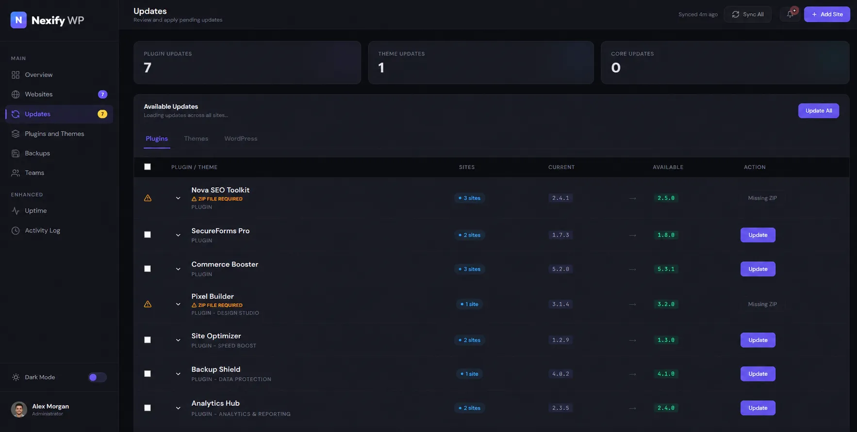 Bulk Updates Dashboard
